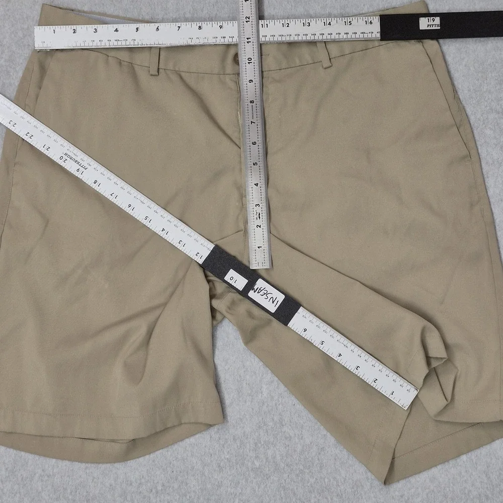 Nike‎ Men Shorts 36 Khaki Embroidered Chino Dri-Fit Golf Logo Standard